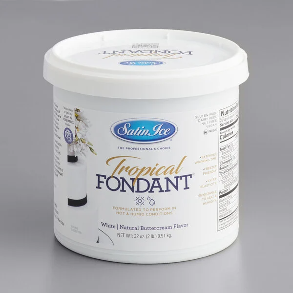 Satin Ice Tropical White Rolled Fondant 2 lb BEST BY DATE 07-19-2023