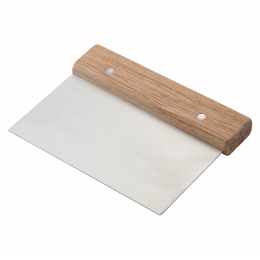 Winco DSC-3 Stainless Steel 6" Dough Scraper with Wooden Handle