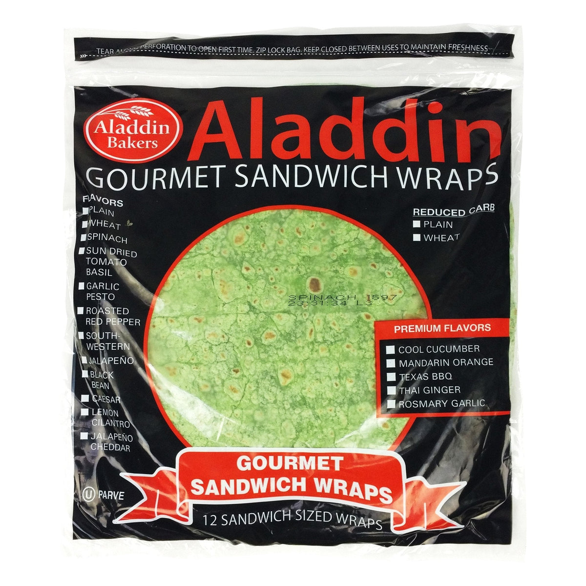 Gourmet Sandwich Wraps Spinach - 6 bags/12 per bag