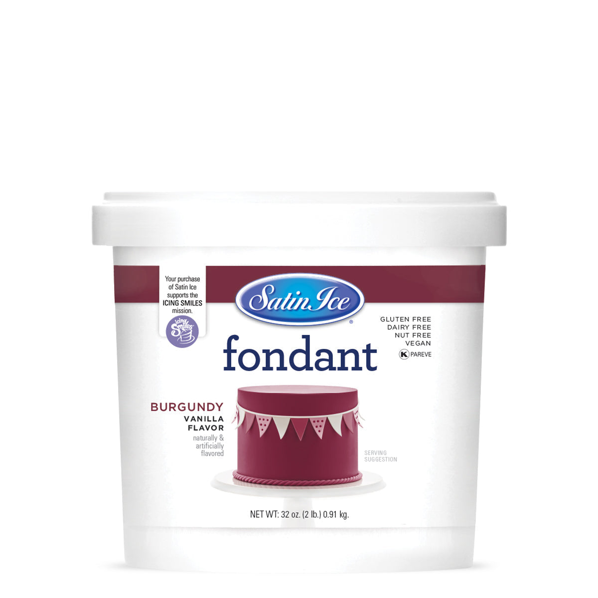 2LB Burgundy Satin Ice Vanilla Rolled Fondant Icing