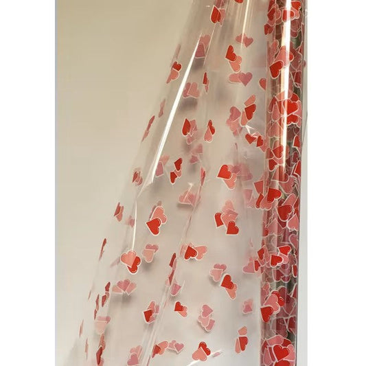 40" x 100' Red Hearts Cellophane Roll