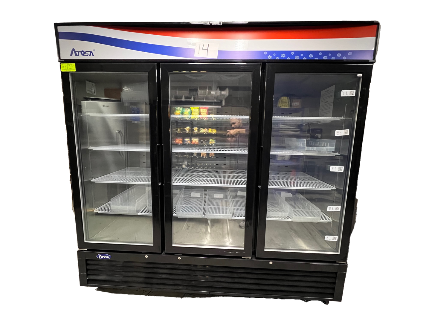 Atosa MCF8728GR Black Exterior 3-Swing Glass Door Merchandiser Freezer 82" - USED