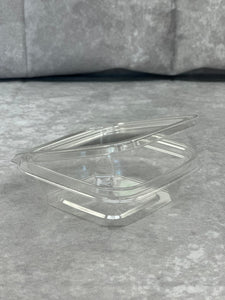 TS4008 - 4" Clear Square, One Compartment Clamshell Lid Tamper - 8 oz