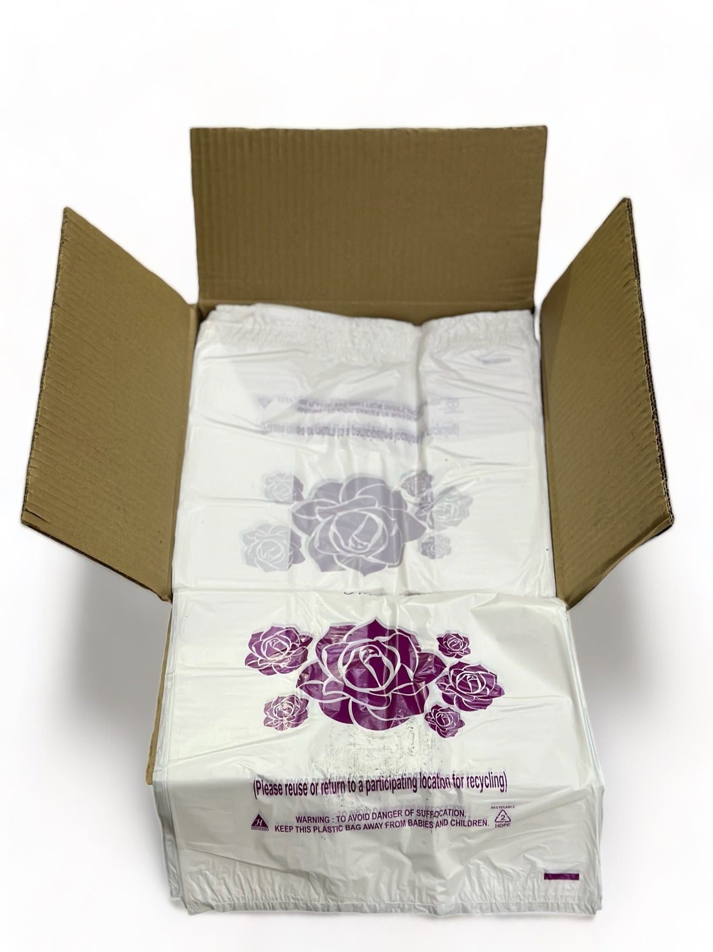 1/6 White Shopping Bag W/ Purple Flower