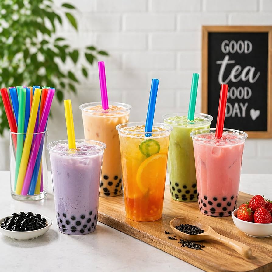Wide Smooth Bubble Tea Straws 8 LB