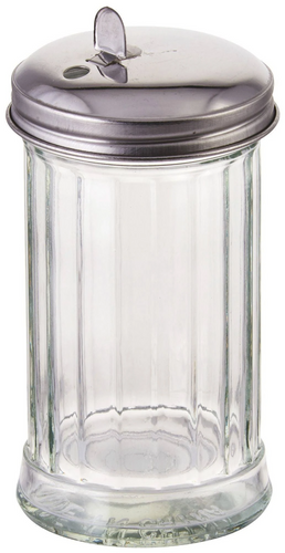 Glass Sugar Pourer, 12 oz., with Flap Top